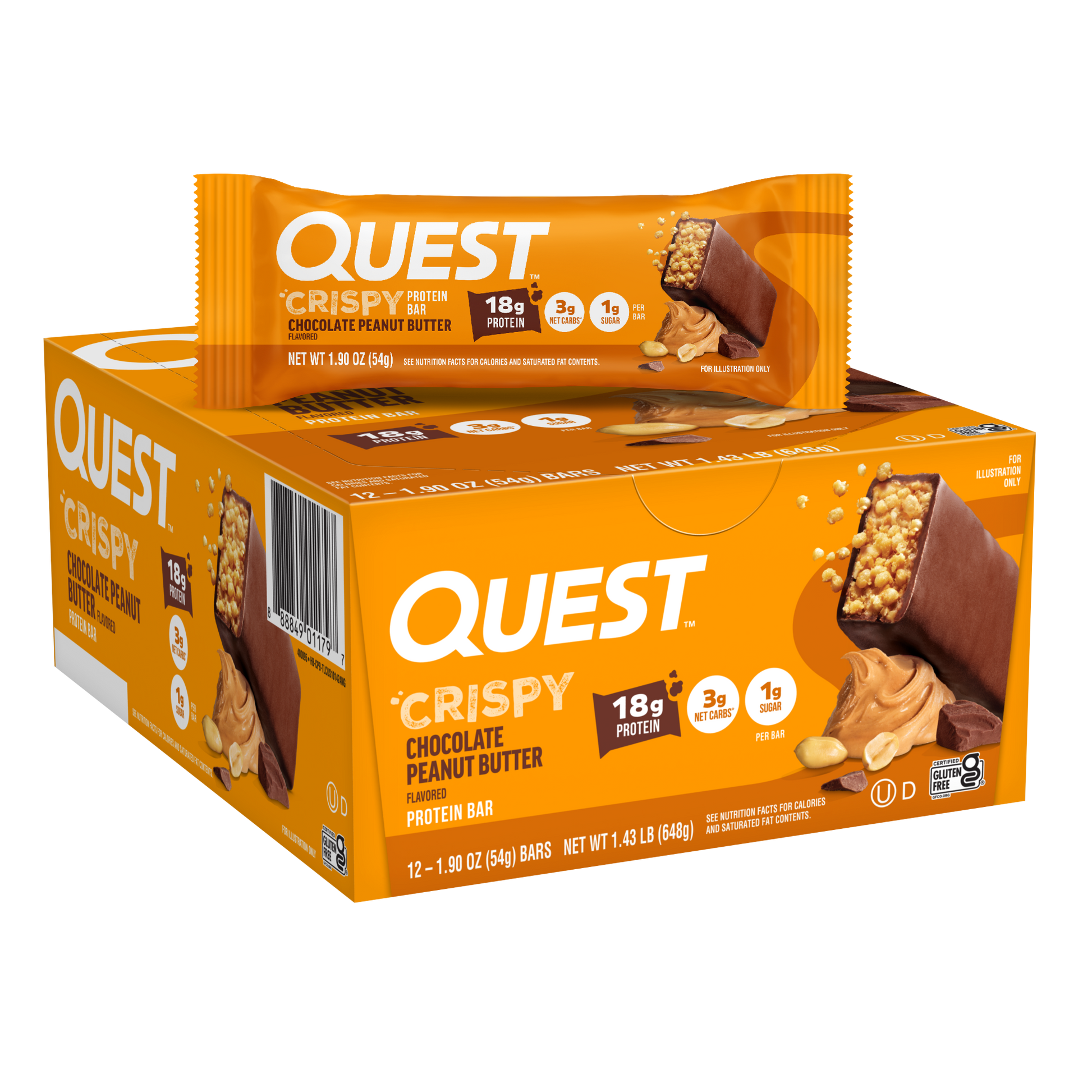 chocolate-peanut-butter-crispy-hero-protein-bars-x9 400095_QN_USA_Pkg_Crispy_ProteinBar_CPB_12ctCarton_3D_Composite_Force.png